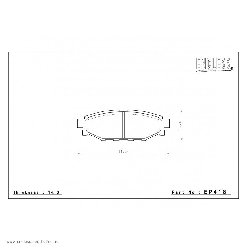ENDLESS EP418MX72Plus Гальмівні колодки задн для SUBARU BRZ/IMPREZA Outb.Sport/WRX (GH8)/LEGACY Photo-0