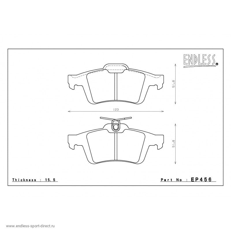 ENDLESS EP456SSY Гальмівні колодки задні для MAZDA 3 (2.3L Turbo (MAZDA Speed) (07-12) Photo-0