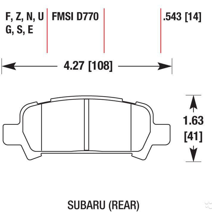 HAWK HB434F.543 Гальмівні колодки задні для SUBARU Forester 2002-08/Impreza (non WRX STI)/Legacy Photo-1