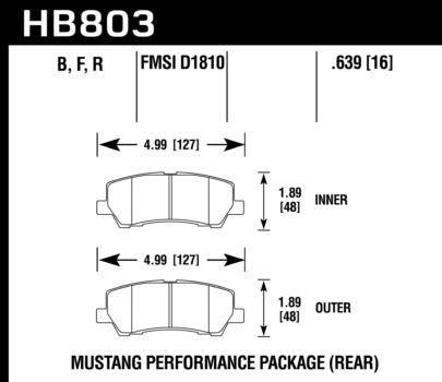 HAWK HB803B.639 Гальмівні колодкіs HPS 5.0 задні для FORD Mustang EcoBoost/GT 2015-2019 Photo-1 