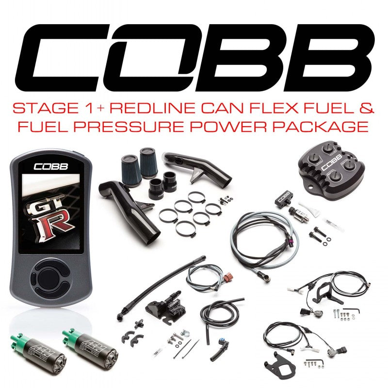 COBB NIS008011PCFFFP Комплект посилення потужності Stage 1+ Redline Carbon Fiber CAN Flex Fuel & Fuel Pressure w/TCM Flashing для NISSAN GT-R (R35) 2015-2018 Photo-0