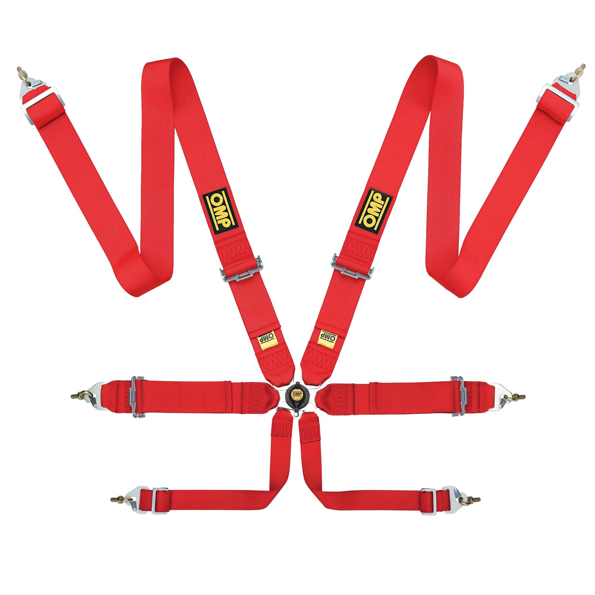 OMP DA0-0204-B01-061 (DA0204E061) Ремені Saloon Pull Up, сталеві. рег., 3-3-2 ", 6 точ., FIA 8853-2016, червоний Photo-0