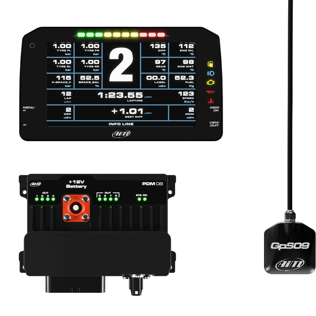 AIM PDM-8-6-I-CR4-XC1PDM08D06R400C2 К-т модуля розподілу живлення PDM08 з 6" дисплеєм і записом даних GPS Photo-0