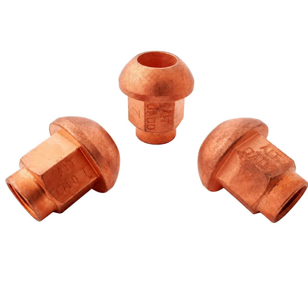 A.I.TECH AIT-DADO-7 Сталева обміднена гайка 12x1,25, ex 17mm, o.d. 25mm, сферична, загальна довжина 28mm Photo-0