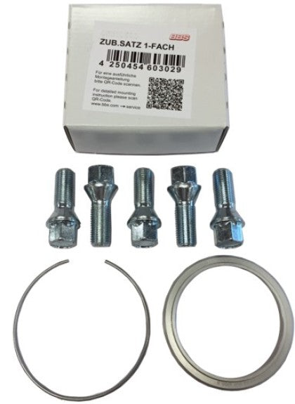 BBS B0931138# Монтажний комплект колеса (центрувальне кільце маточини 57,0/82 мм з болтами M14×1,5×31 мм,конус 60 градусів) Photo-0