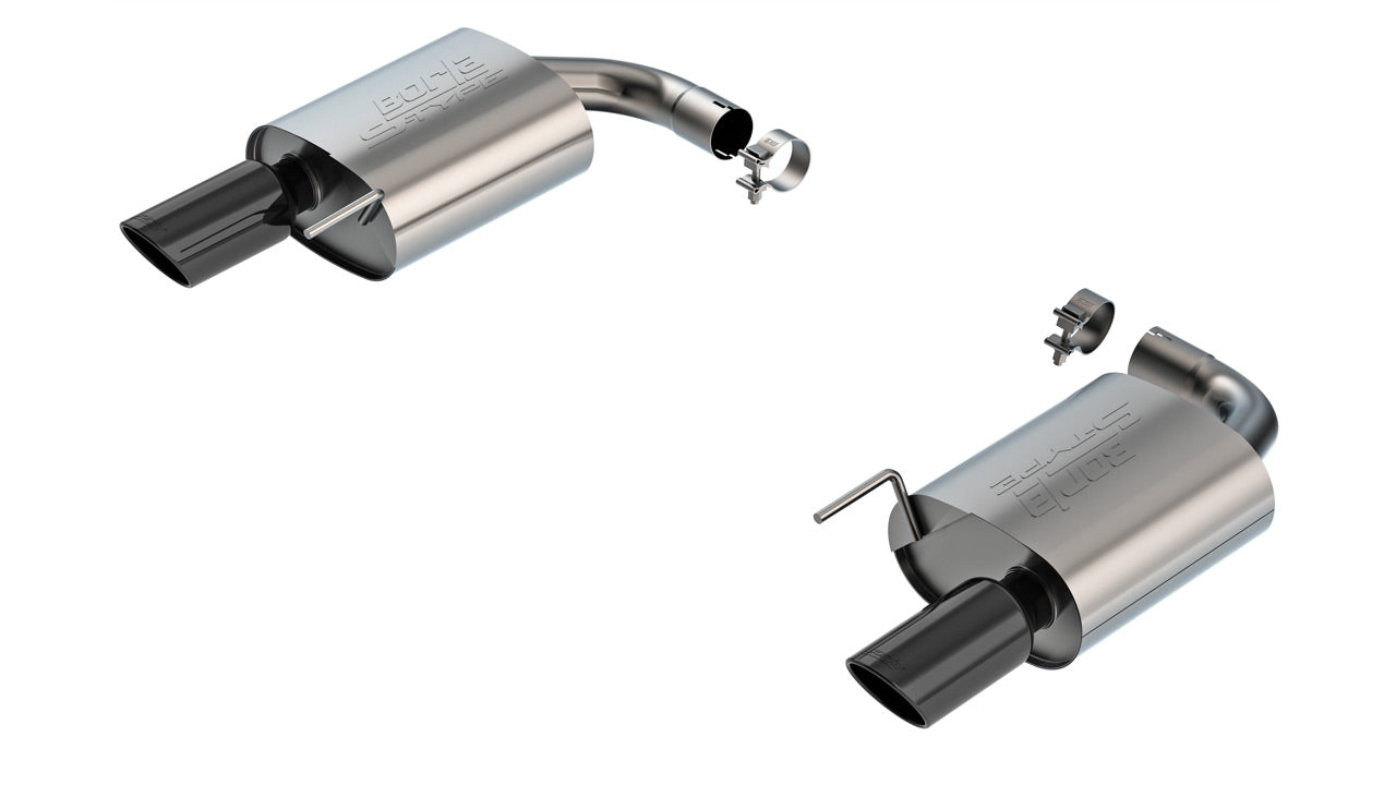 BORLA 11983BC Вихлопна система Axle-Back S-type 2.5" S RD RL AC BC SR Наконечник 4" RD X 9.75" Чорний хром (Без активного вихлопу) для FORD Mustang GT 5.0L V8 2024 Photo-0