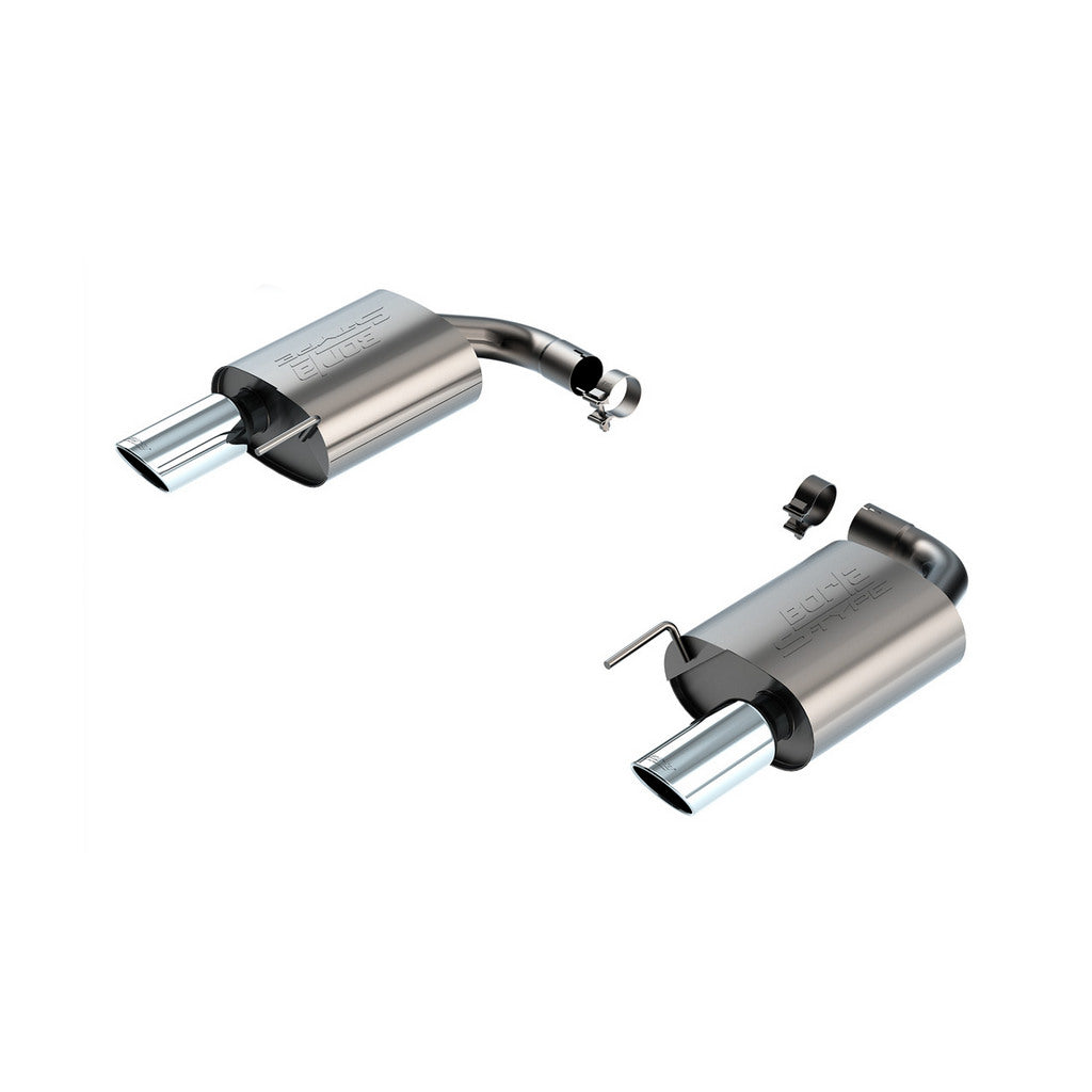 BORLA 11986 Вихлопна система Axle-Back 2.50", S-Type (наконечники 4" RD x 9.75", яскравий хром), Без активного вихлопу для FORD Mustang 2.3L EcoBoost 2024 Photo-0