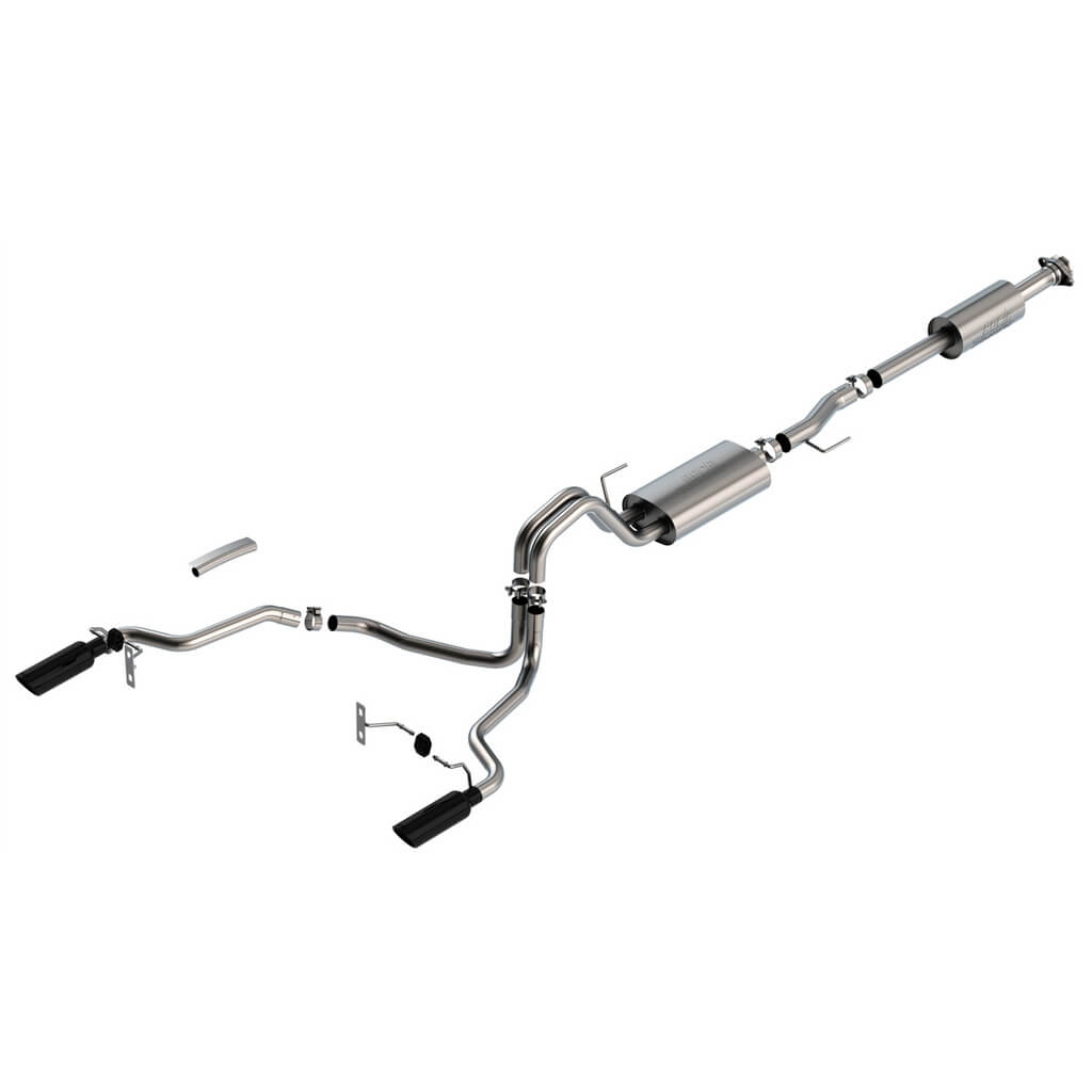 BORLA 140865BC Вихлопна система Cat-Back 3", 2.25" Touring (наконечники з чорного хрому 4") для FORD F-150 5.0L V8 2021-2023 Photo-0