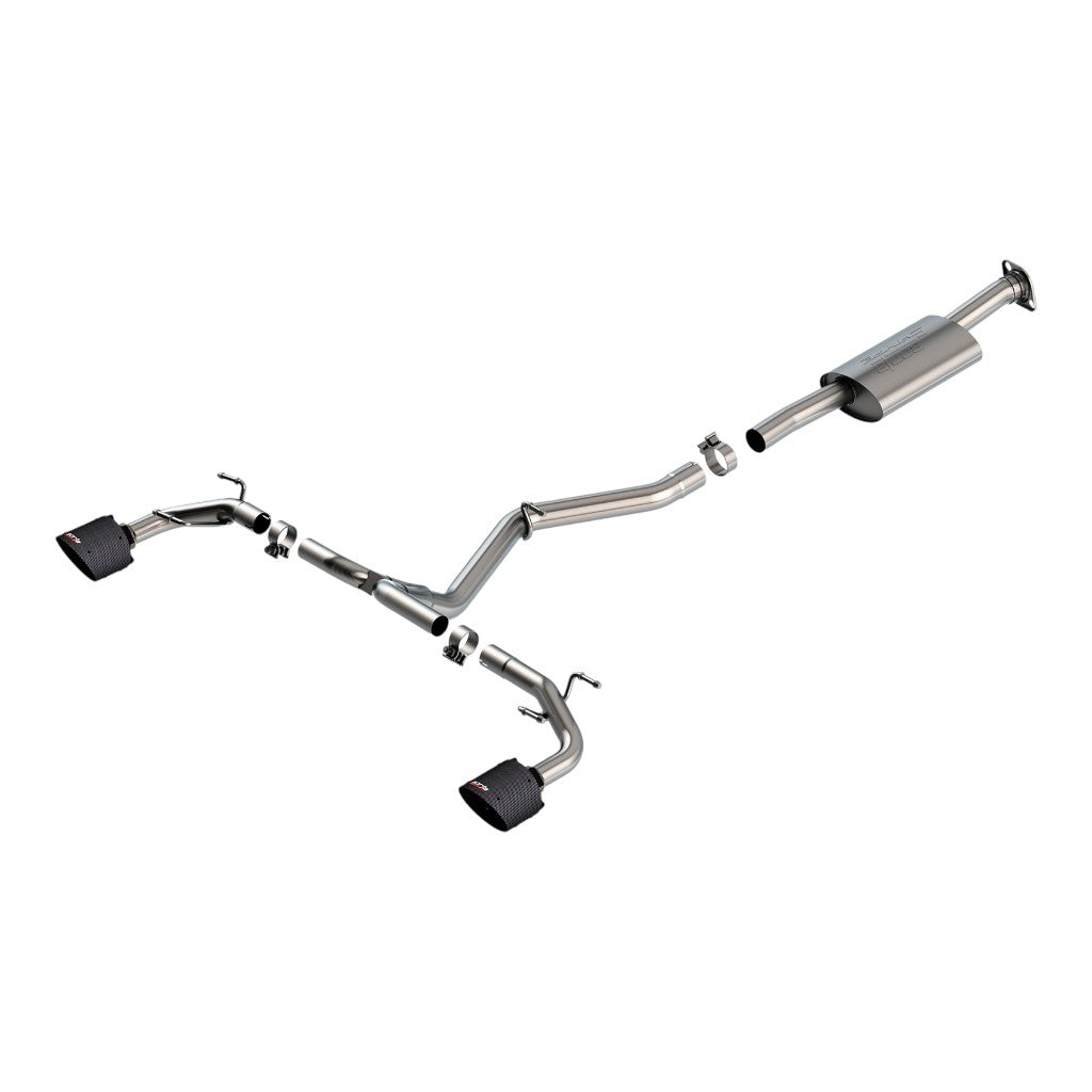 BORLA 140909CFBA Вихлопна система Cat-Back 2.50", 2", S-TYPE (5" насадки з карбону з чорним анодованим центром) для SUBARU BRZ (ZD8) / TOYOTA GR86 (ZN8) 2022- Photo-0