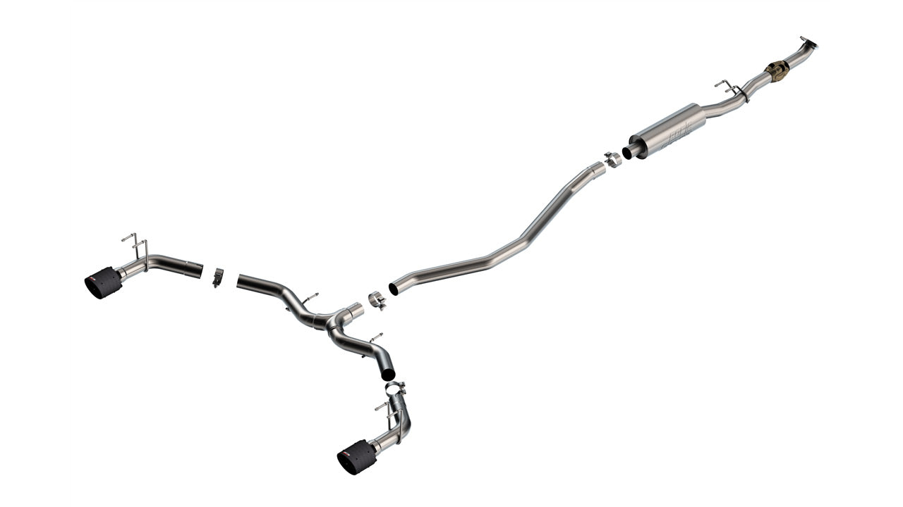 BORLA 140922CFBA Вихлопна система Cat-Back S-TYPE 2.50", TIP 4.5" Вуглецеве волокно з чорним анодованим центром для HONDA Civic 1.5L/ ACURA Integra 2022-2023 Photo-0