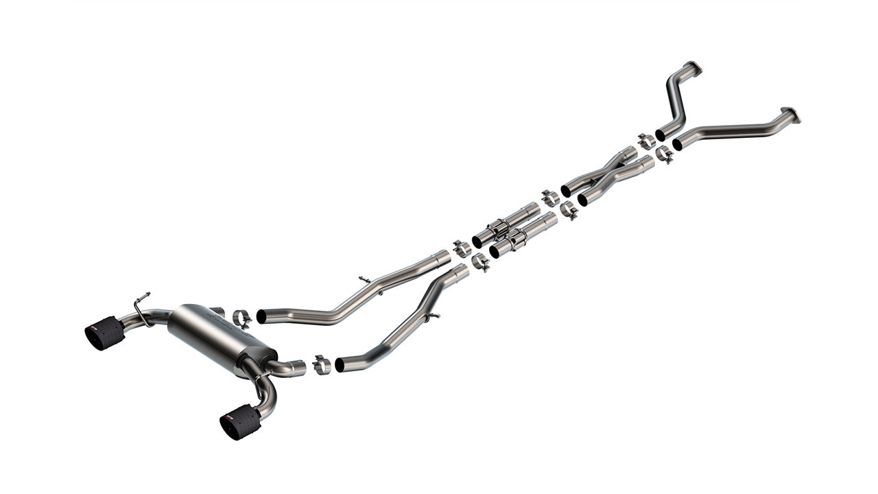 BORLA 140929CFBA Вихлопна система Cat-Back S-Type 2.50" S RD RL AC PH SR Наконечник: 4.50" RD X 7.75" Чорне анодоване вуглецеве волокно для NISSAN Z 2024 Photo-0