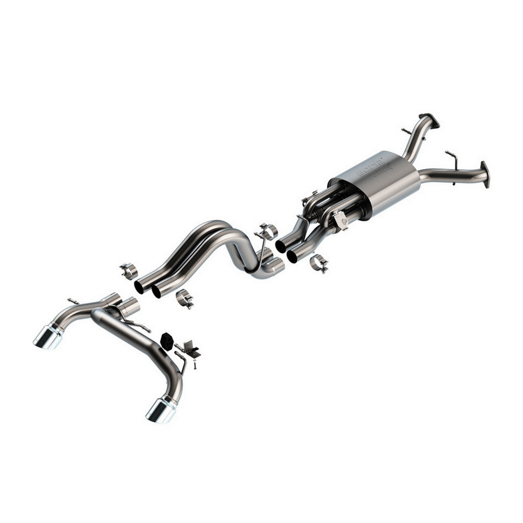 BORLA 140934 Вихлопна система Cat-Back 2.75", ATAK (наконечники 4", яскравий хром) для FORD Bronco Raptor 2022- Photo-0