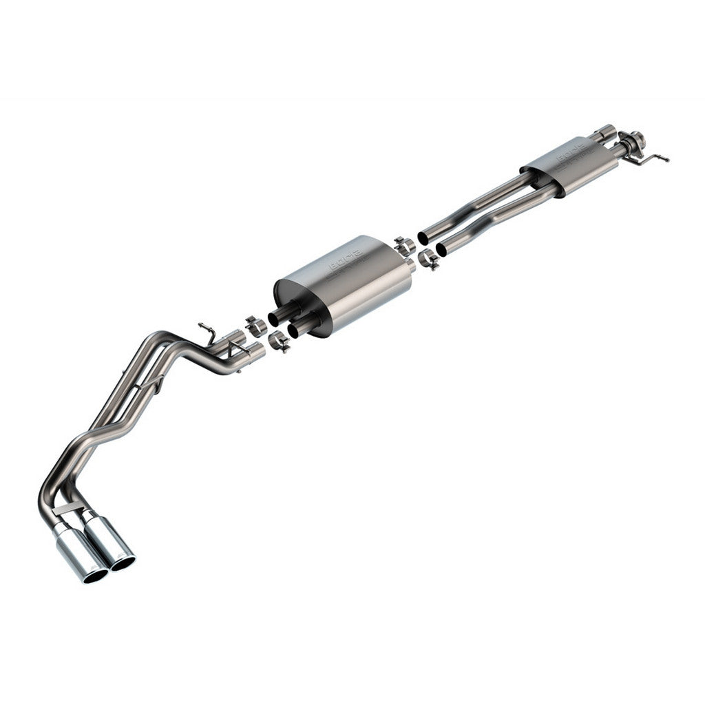 BORLA 140971 Вихлопна система Cat-Back 2.25", S-Type (насадки 4" світлий хром) для FORD Ranger 2.7L 4WD 2024- Photo-0