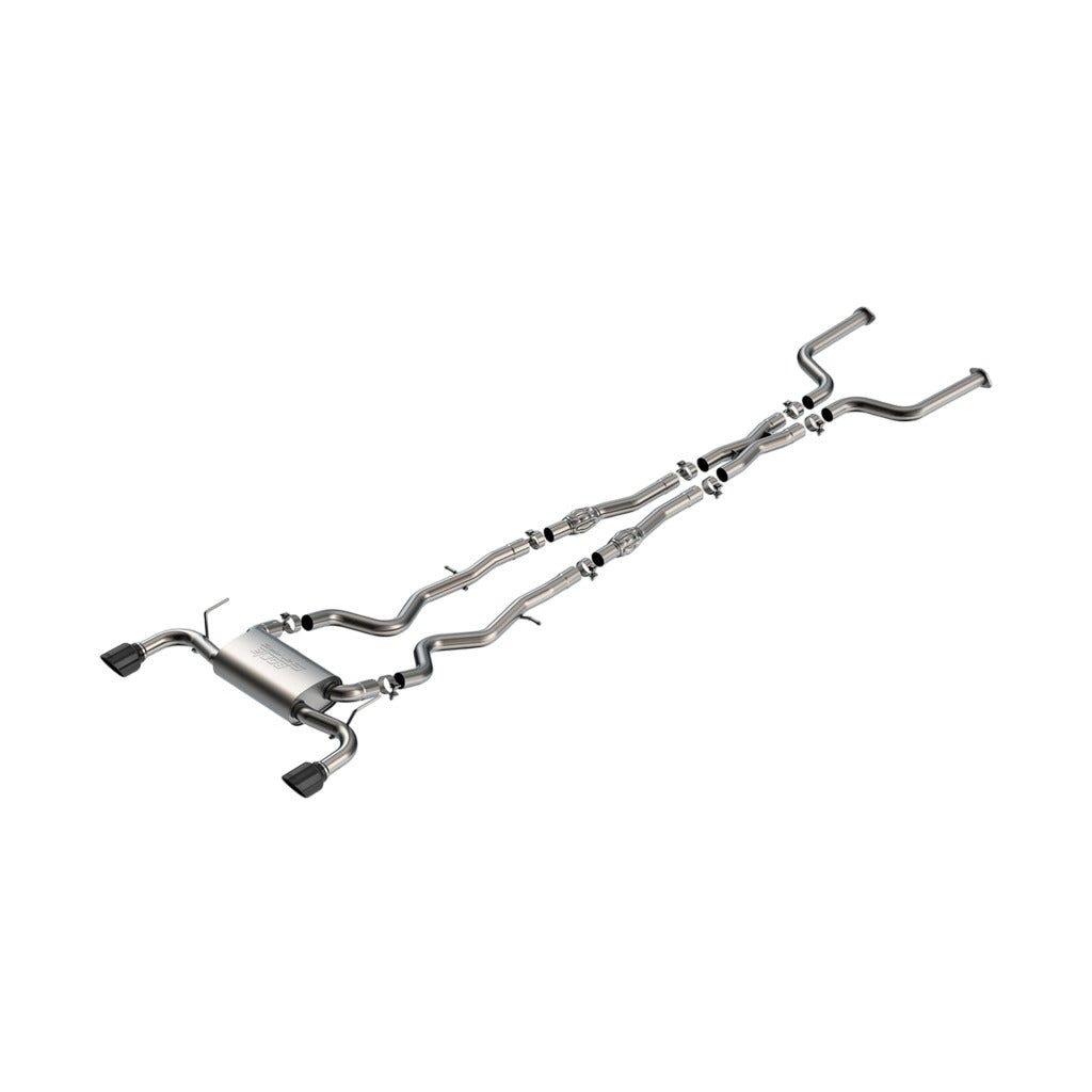 BORLA 140977BC Вихлопна система Cat-Back 2.50", S-Type (4.50" RD X 6.00" наконечники з чорного хрому) для INFINITI Q50 3.0L V6 2016-2024 Photo-0