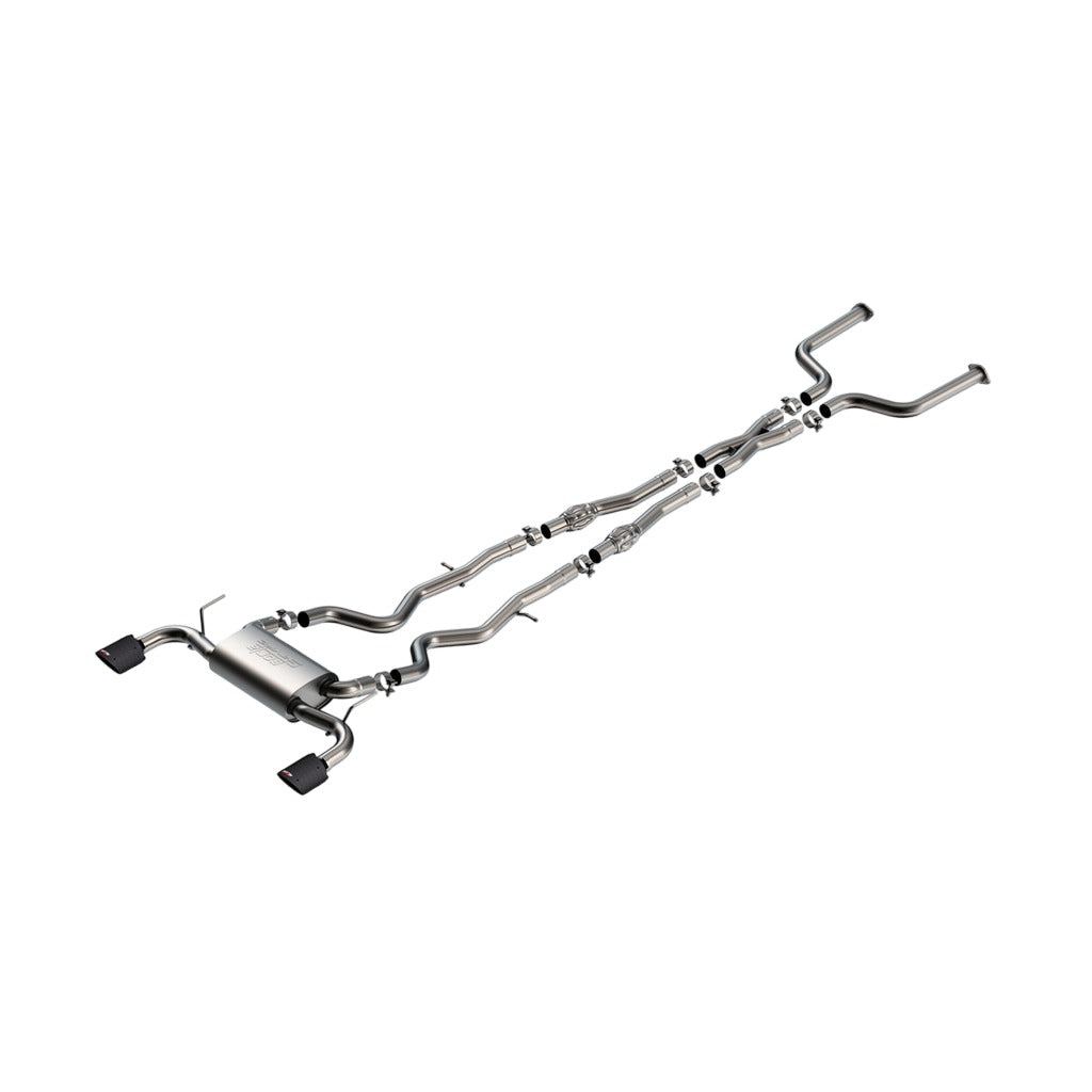 BORLA 140977CFBA Вихлопна система Cat-Back 2.50", S-Type (наконечники 4.50" RD x 7.75", чорний карбон) для INFINITI Q50 3.0L V6 2016-2024 Photo-0