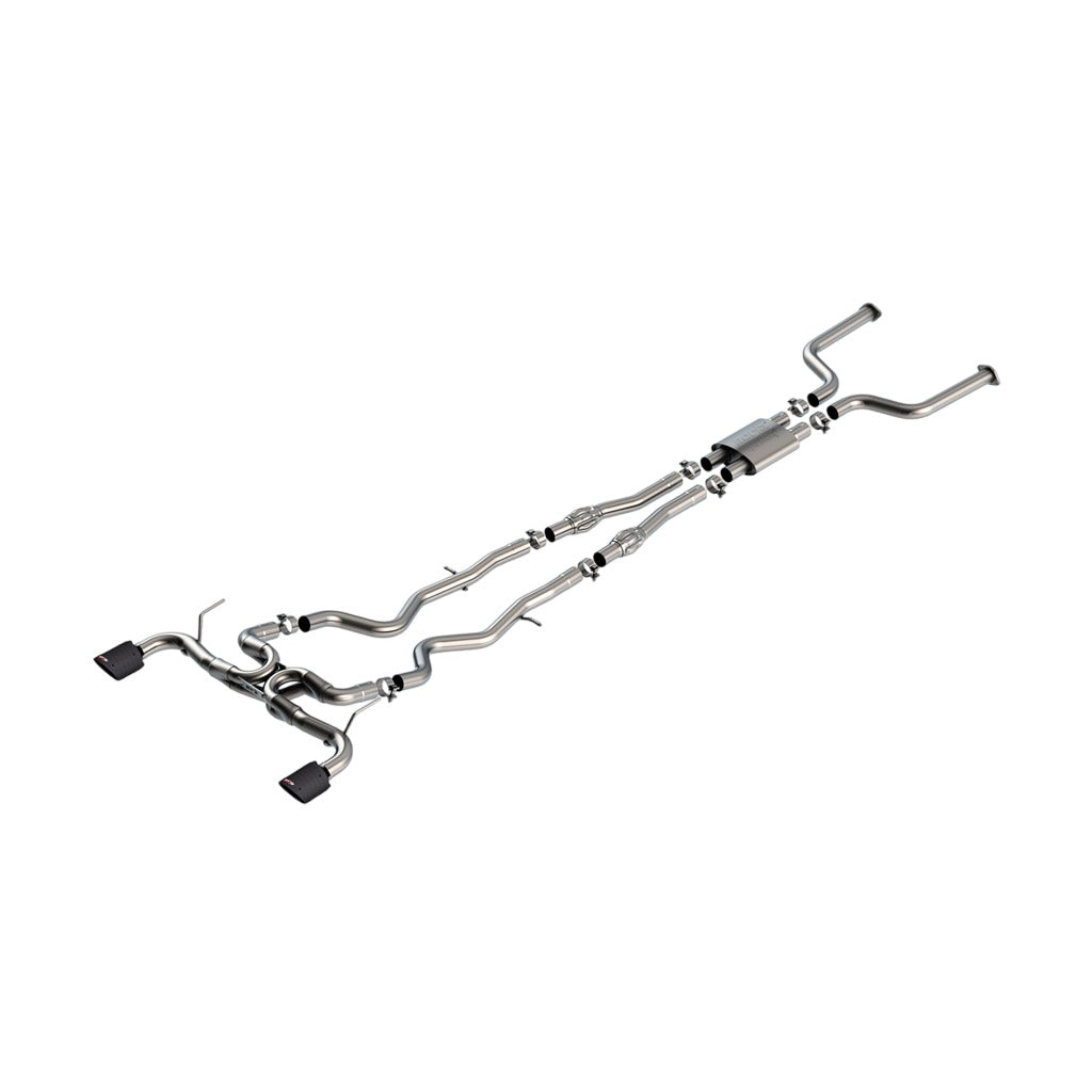 BORLA 140978CFBA Вихлопна система Cat-Back 2.50", ATAK (наконечники 4.50" RD x 7.75", чорний карбон) для INFINITI Q50 3.0L V6 2016-2024 Photo-0