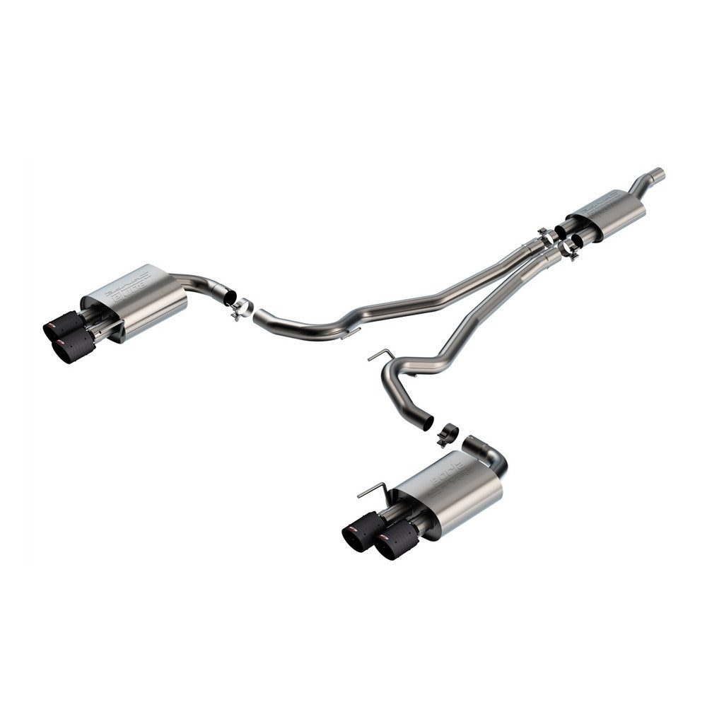 BORLA 140981CFBA Вихлопна система Cat-Back 2.50" S-Type (наконечники з вуглецевого волокна 4") для FORD Mustang 2.3L EcoBoost 2024 Photo-0