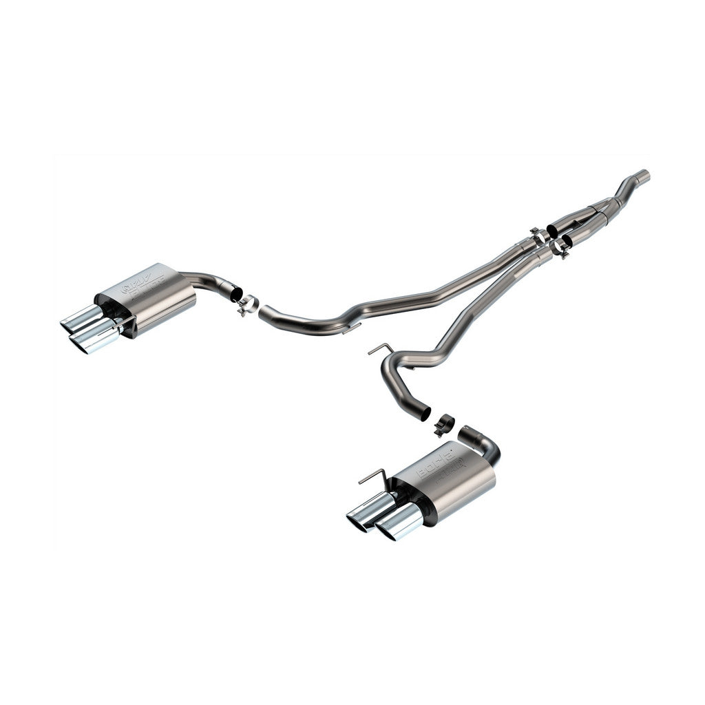 BORLA 140982 Вихлопна система Cat-Back 2.50" ATAK (наконечники з яскравого хрому 4") для FORD Mustang 2.3L EcoBoost 2024 Photo-0