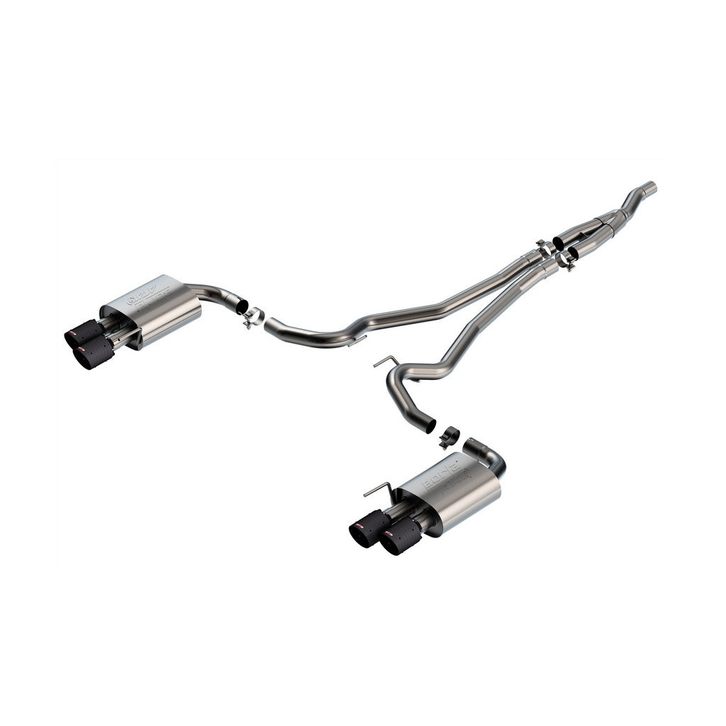 BORLA 140982CFBA Вихлопна система Cat-Back 2.50" ATAK (наконечники з вуглецевого волокна 4") для FORD Mustang 2.3L EcoBoost 2024 Photo-0