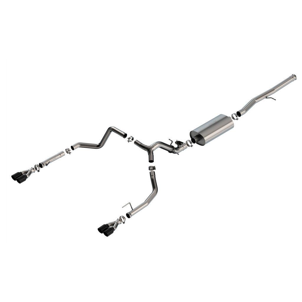BORLA 140991BC Вихлопна система Cat-Back 2.75" Touring (наконечники з чорного хрому 3.5") для CHEVROLET Silverado 1500 2024 / GMC Sierra 1500 2024 Photo-0