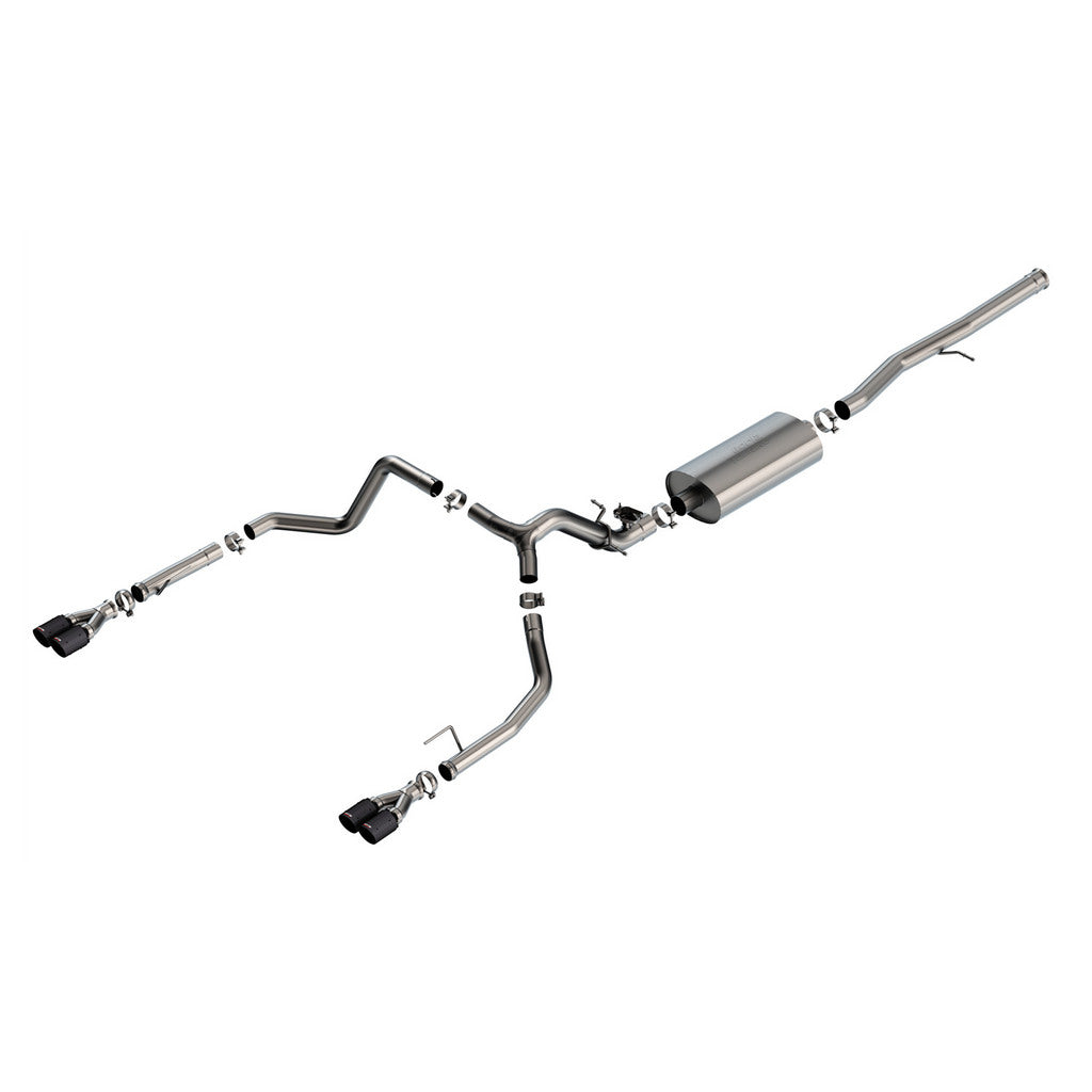 BORLA 140991CFBA Вихлопна система Cat-Back 2.75" Touring (наконечники з вуглецевого волокна 3.5") для CHEVROLET Silverado 1500 2024 / GMC Sierra 1500 2024 Photo-0