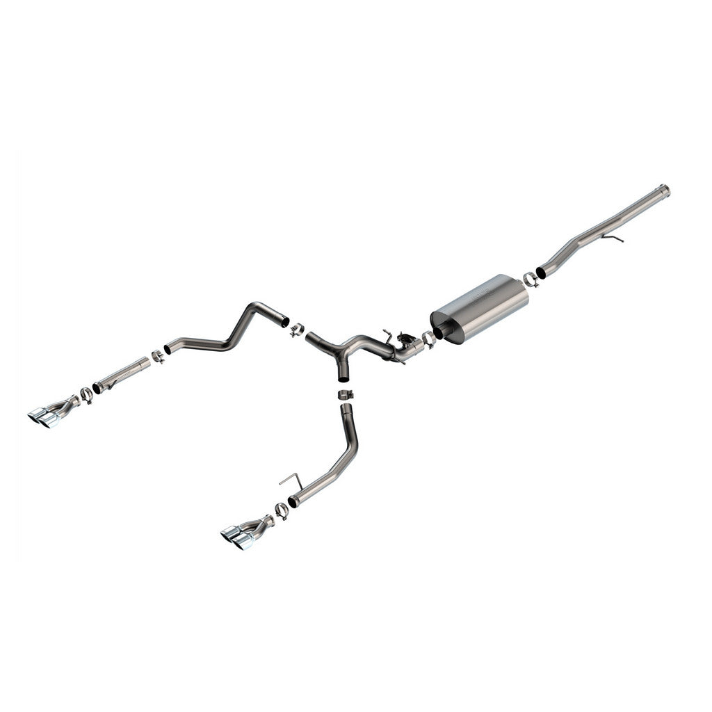 BORLA 140992 Вихлопна система Cat-Back 2.75" Touring (наконечники з яскравого хрому 3.5" x 3.28") для CHEVROLET Silverado 1500 2024 / GMC Sierra 1500 2024 Photo-0
