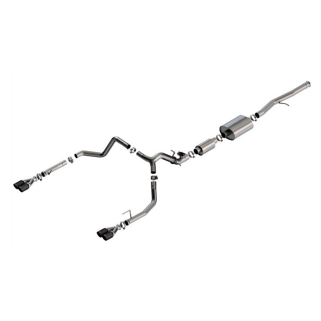 BORLA 140994CFBA Вихлопна система Cat-Back 2.75" S-Type (наконечники з вуглецевого волокна 3.5") для CHEVROLET Silverado 1500 2024 / GMC Sierra 1500 2024 Photo-0