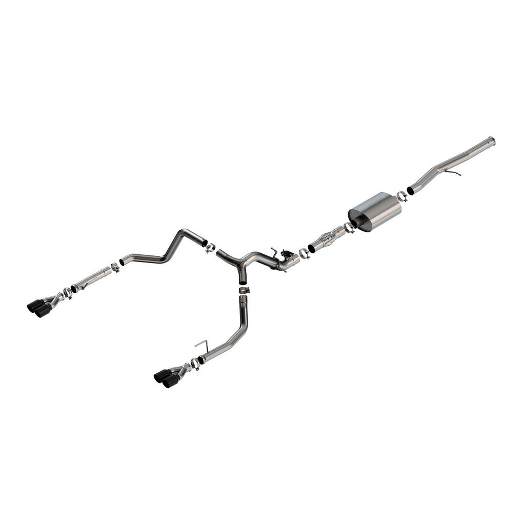 BORLA 140997BC Вихлопна система Cat-Back 2.75" ATAK (наконечники з чорного хрому 3.5") для CHEVROLET Silverado 1500 2024 / GMC Sierra 1500 2024 Photo-0