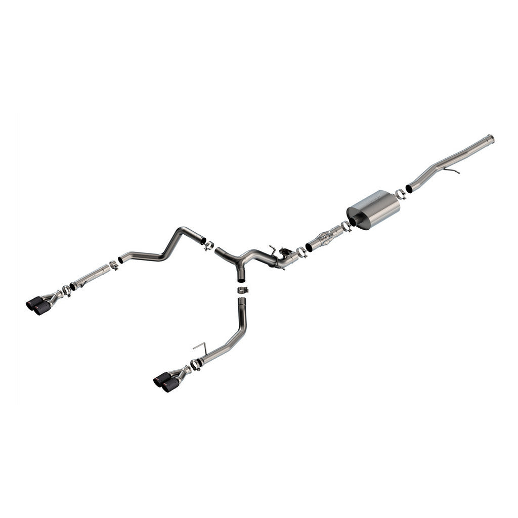 BORLA 140997CFBA Вихлопна система Cat-Back 2.75" ATAK (наконечники з вуглецевого волокна 3.5") для CHEVROLET Silverado 1500 2024 / GMC Sierra 1500 2024 Photo-0