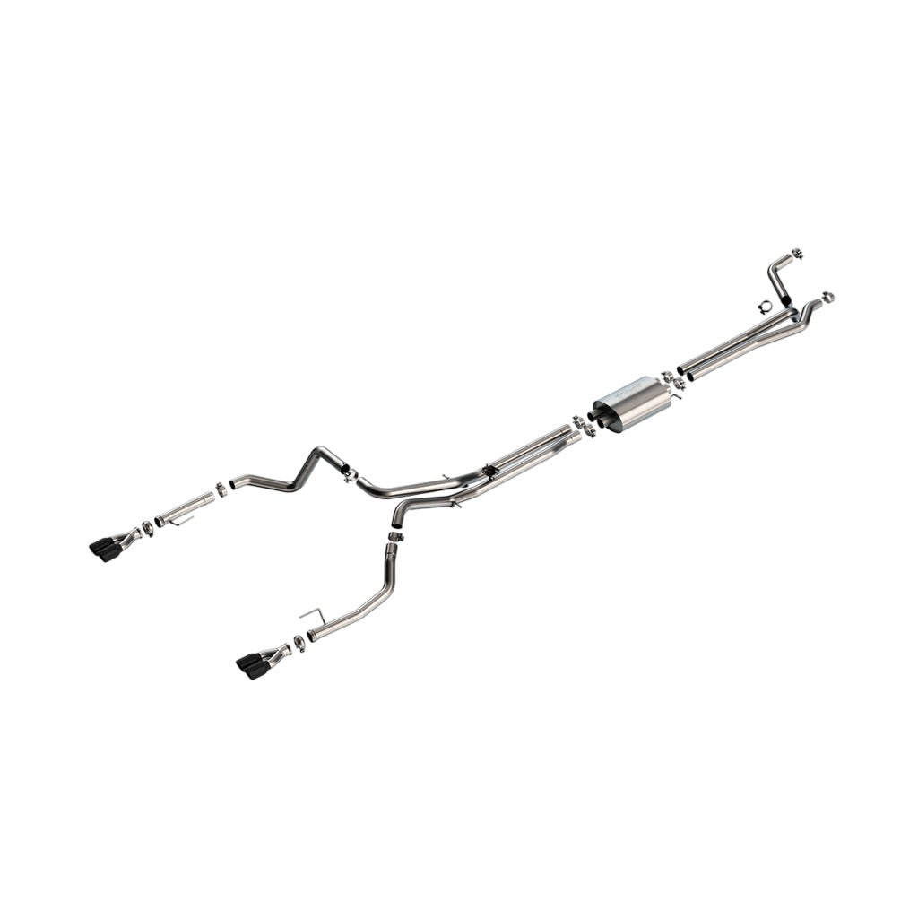BORLA 141000BC Вихлопна система Cat-Back 2.75", S-Type (наконечники 3.5" RD x 6", чорний хром) для CHEVROLET Silverado 1500 / GMC Sierra 1500 6.2L V8 2024 Photo-0