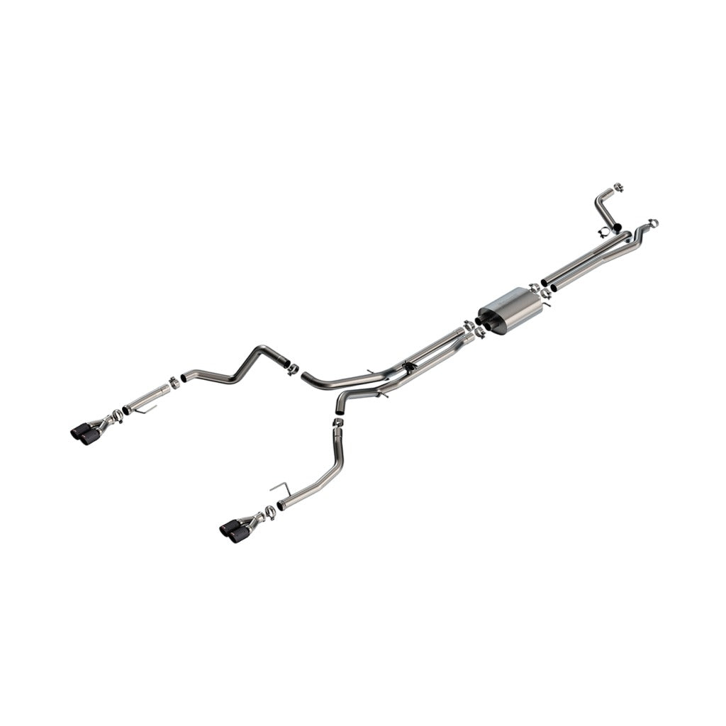 BORLA 141000CFBA Вихлопна система Cat-Back 2.75", S-Type (наконечники 3.5" RD x 5.62", чорний карбон) для CHEVROLET Silverado 1500 / GMC Sierra 1500 6.2L V8 2024 Photo-0