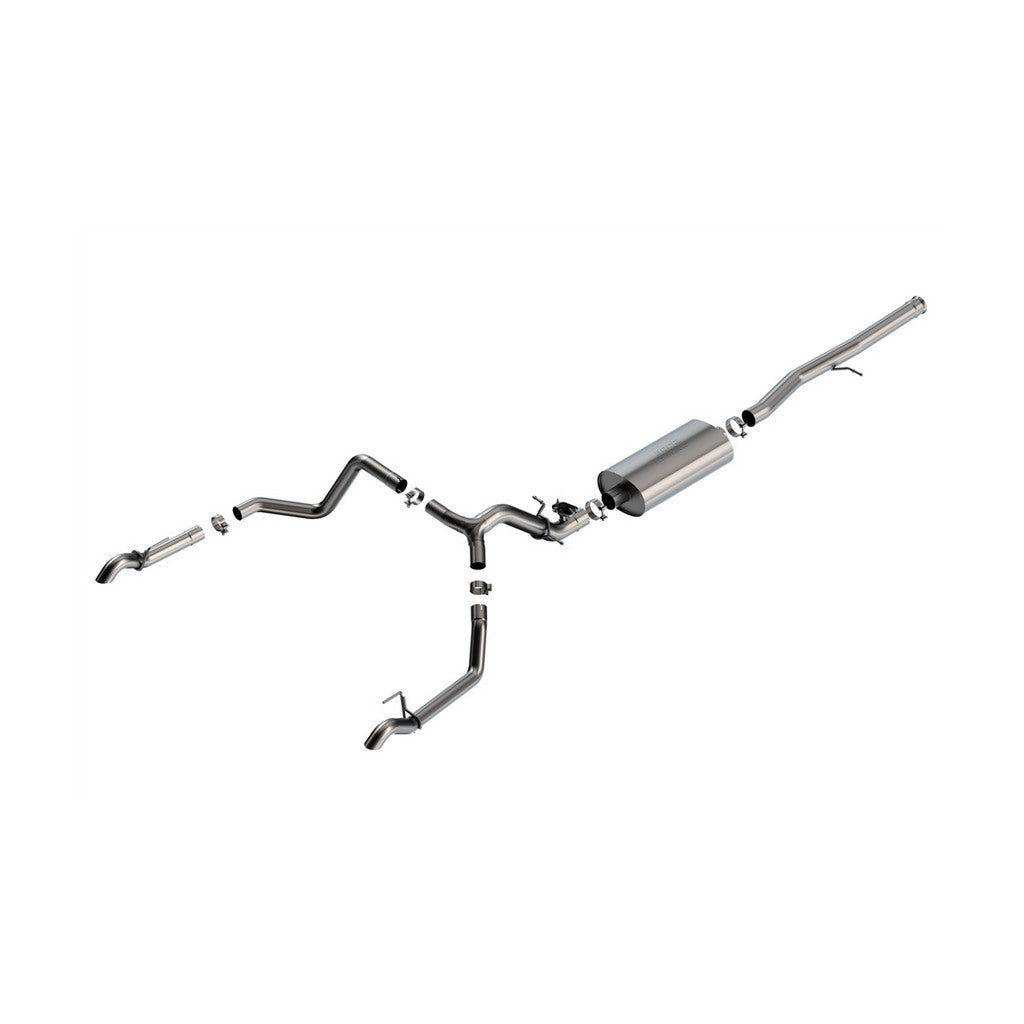 BORLA 141002 Вихлопна система Cat-Back 2.75" Touring (наконечники з матової нержавіючої сталі 2.25") для CHEVROLET Silverado 1500 ZR2 / GMC Sierra 1500 AT4X 6.2L 2024 Photo-0