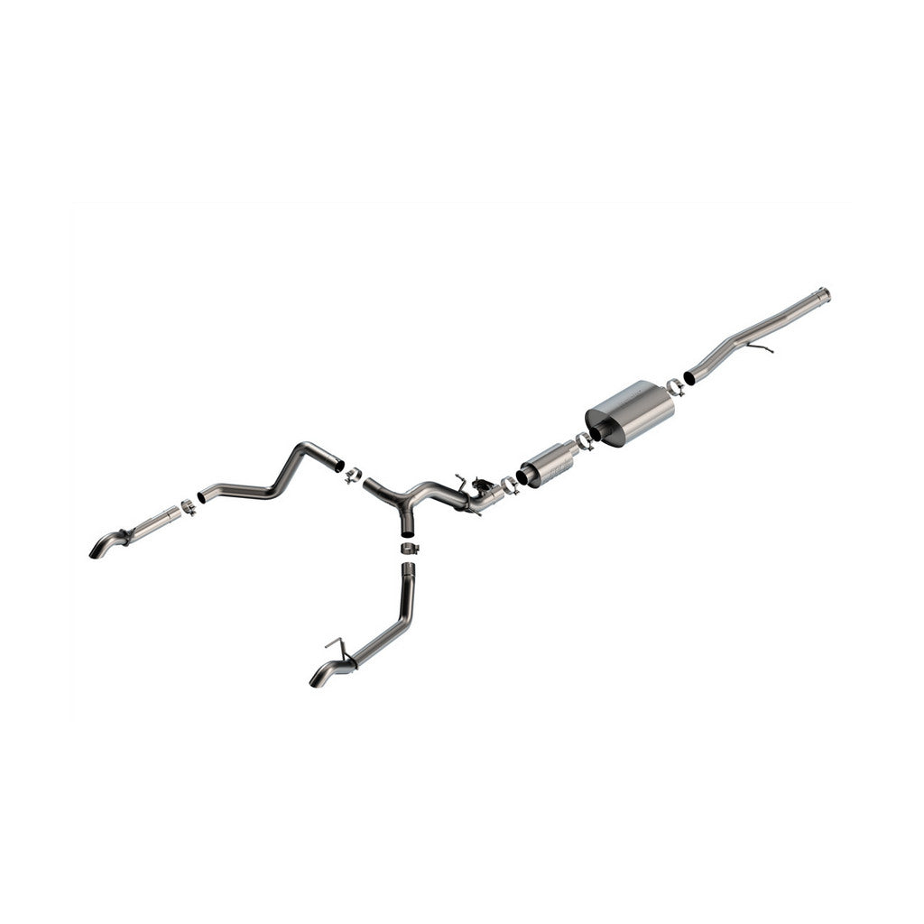 BORLA 141003 Вихлопна система Cat-Back 2.75" S-Type (наконечники з матової нержавіючої сталі 2.25") для CHEVROLET Silverado 1500 ZR2 / GMC Sierra 1500 AT4X 6.2L 2024 Photo-0