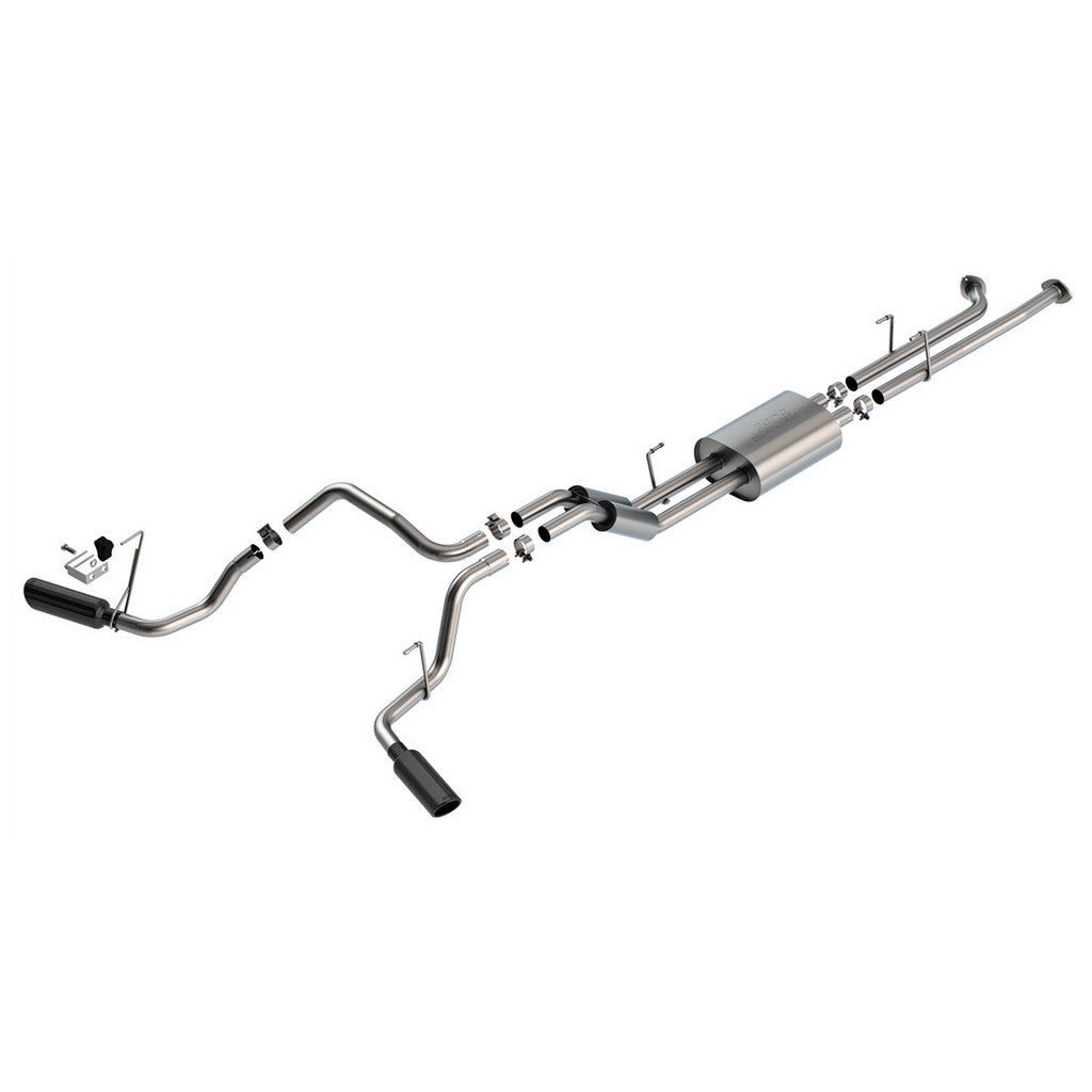 BORLA 141021BC Вихлопна система Cat-Back 2.25", S-Type (насадки 4", чорний хром) для TOYOTA Tundra 5.7L V8 2007-2008 Photo-0