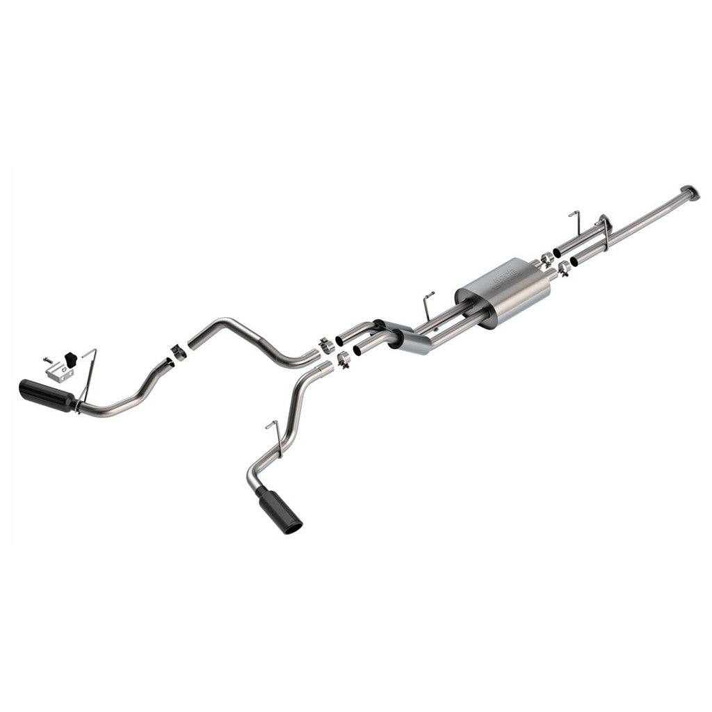 BORLA 141023BC Вихлопна система Cat-Back 2.25", S-Type (насадки 4", чорний хром) для TOYOTA Tundra 4.6L / 5.7L V8 2009-2021 Photo-0