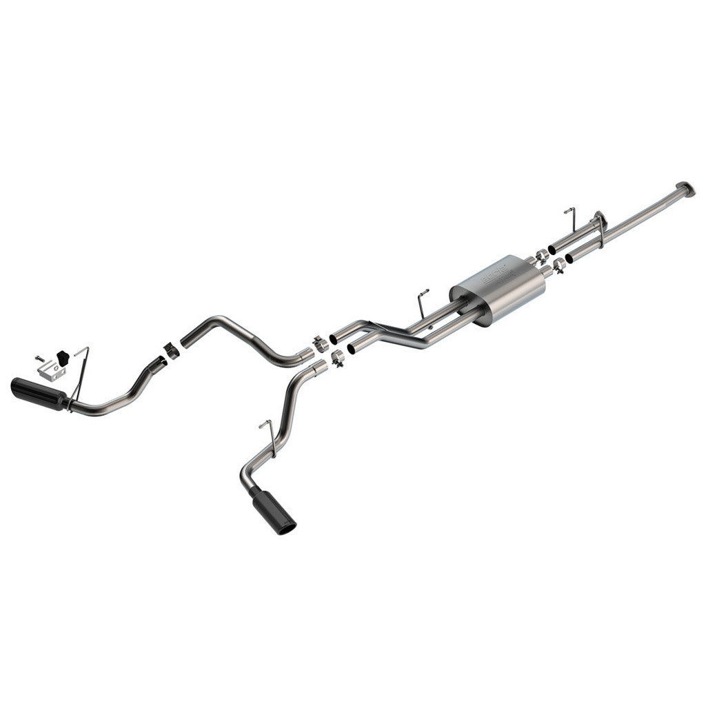 BORLA 141024BC Вихлопна система Cat-Back 2.25", ATAK (насадки 4", чорний хром) для TOYOTA Tundra 4.6L / 5.7L V8 2009-2021 Photo-0