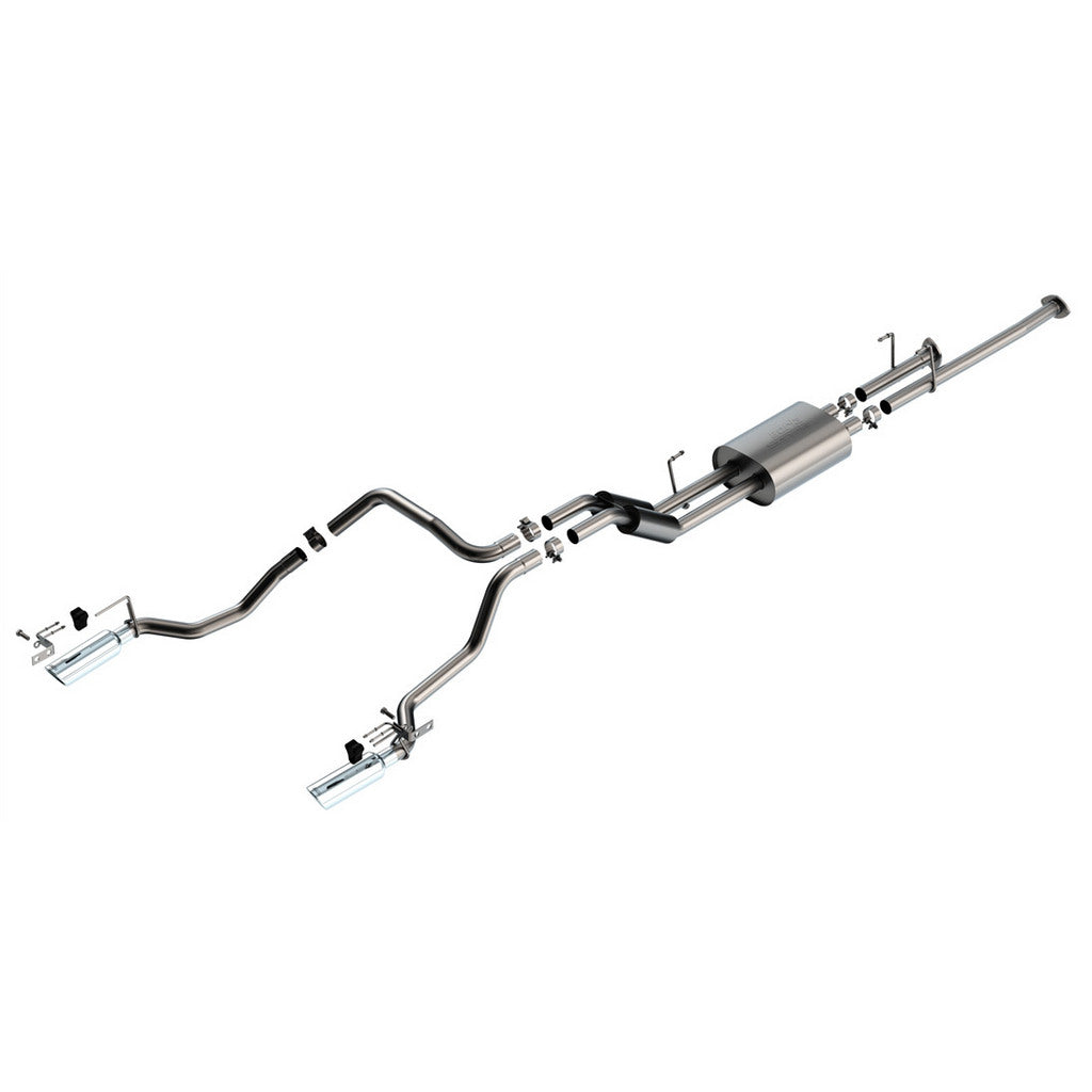 BORLA 141025 Вихлопна система Cat-Back 2.25", S-Type (насадки 4", світлий хром) для TOYOTA Tundra 4.6L / 5.7L V8 2009-2013 Photo-0