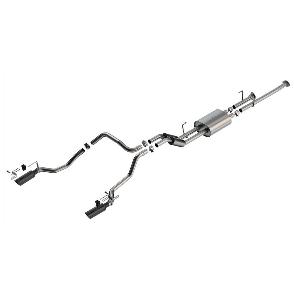 BORLA 141025BC Вихлопна система Cat-Back 2.25", S-Type (насадки 4", чорний хром) для TOYOTA Tundra 4.6L / 5.7L V8 2009-2013 Photo-0
