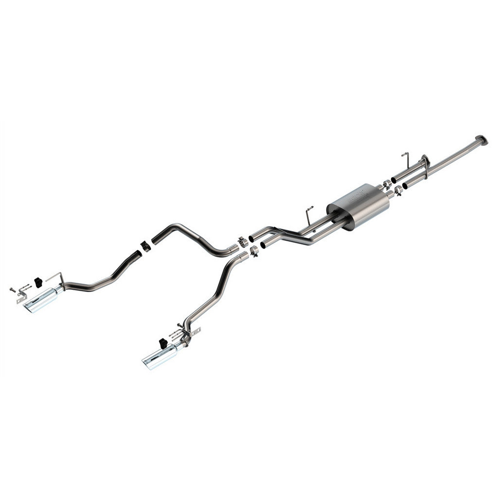 BORLA 141026 Вихлопна система Cat-Back 2.25", ATAK (насадки 4", світлий хром) для TOYOTA Tundra 4.6L / 5.7L V8 2009-2013 Photo-0