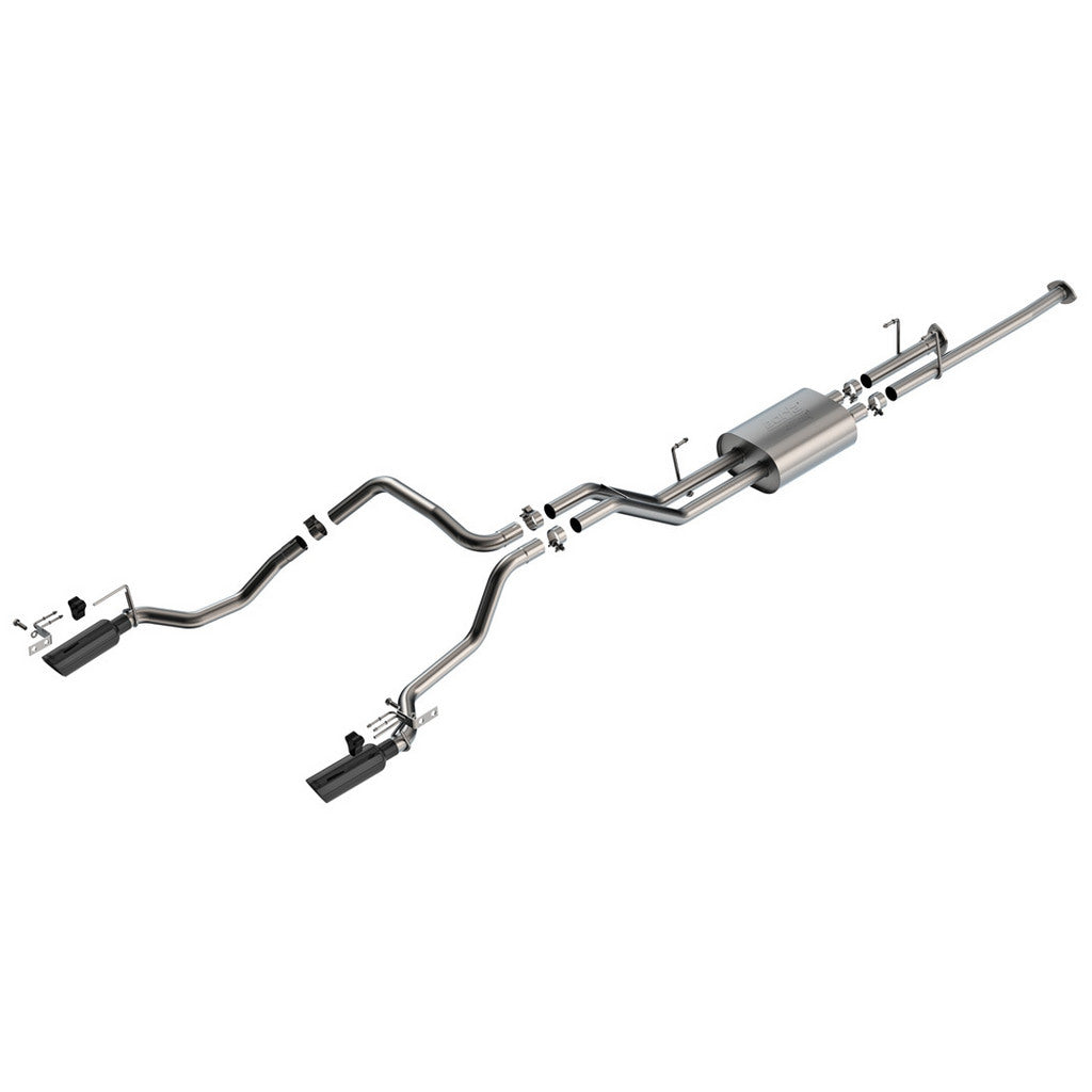 BORLA 141026BC Вихлопна система Cat-Back 2.25", ATAK (насадки 4", чорний хром) для TOYOTA Tundra 4.6L / 5.7L V8 2009-2013 Photo-0