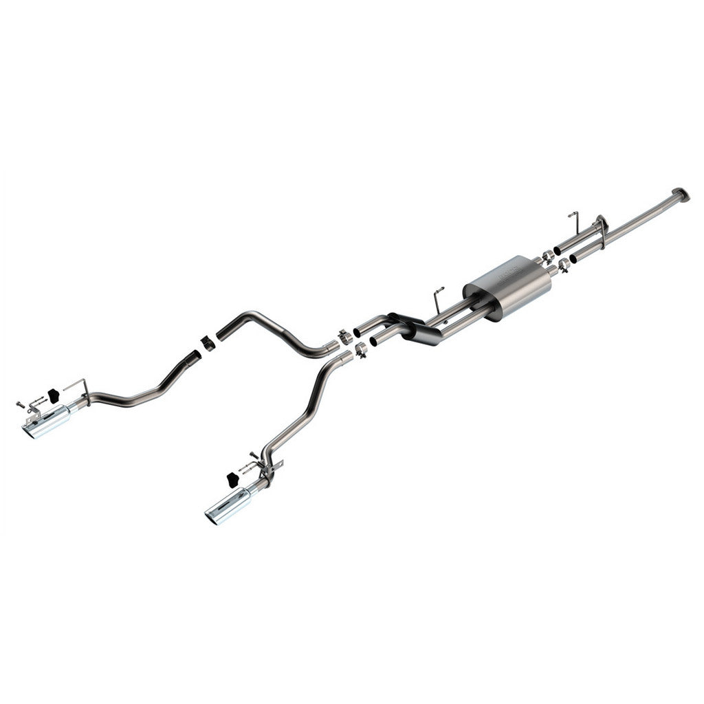 BORLA 141027 Вихлопна система Cat-Back 2.25", S-Type (насадки 4", світлий хром) для TOYOTA Tundra 4.6L / 5.7L V8 2014-2021 Photo-0