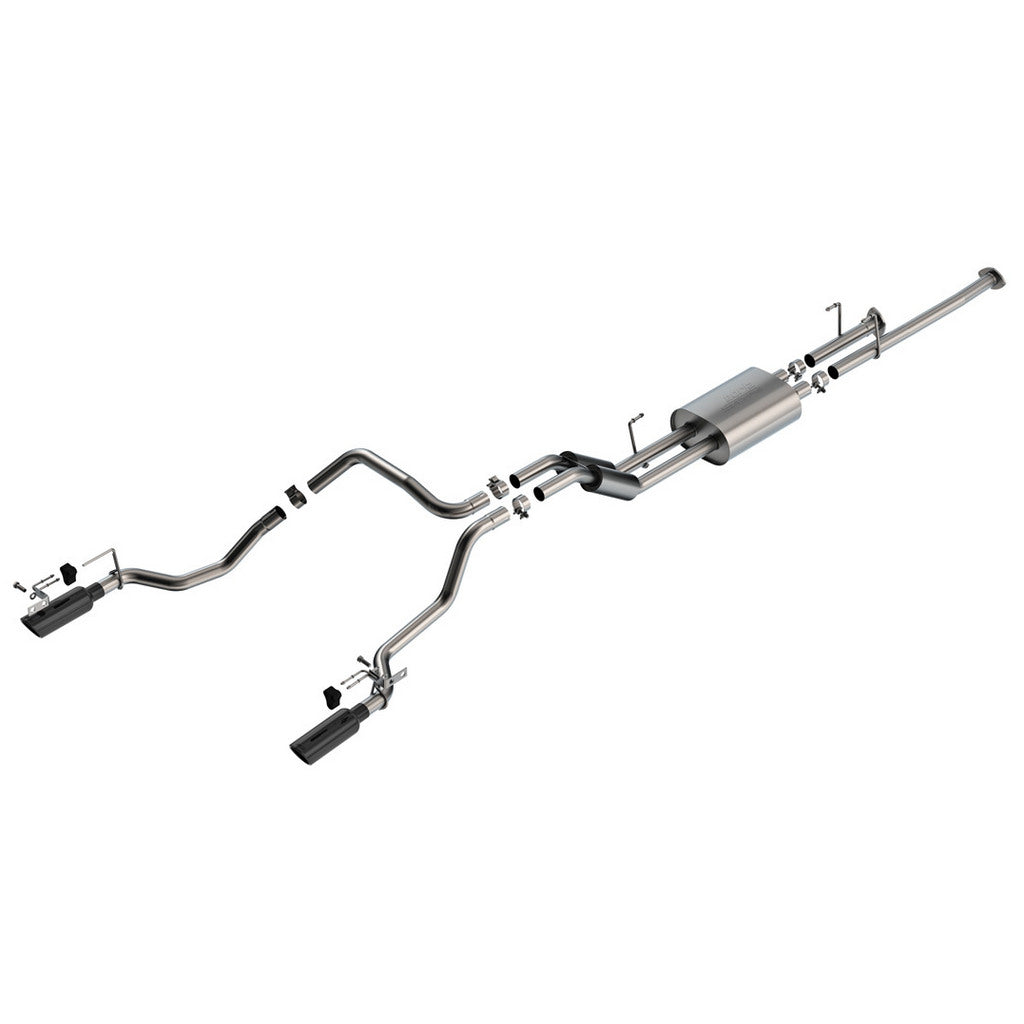 BORLA 141027BC Вихлопна система Cat-Back 2.25", S-Type (насадки 4", чорний хром) для TOYOTA Tundra 4.6L / 5.7L V8 2014-2021 Photo-0