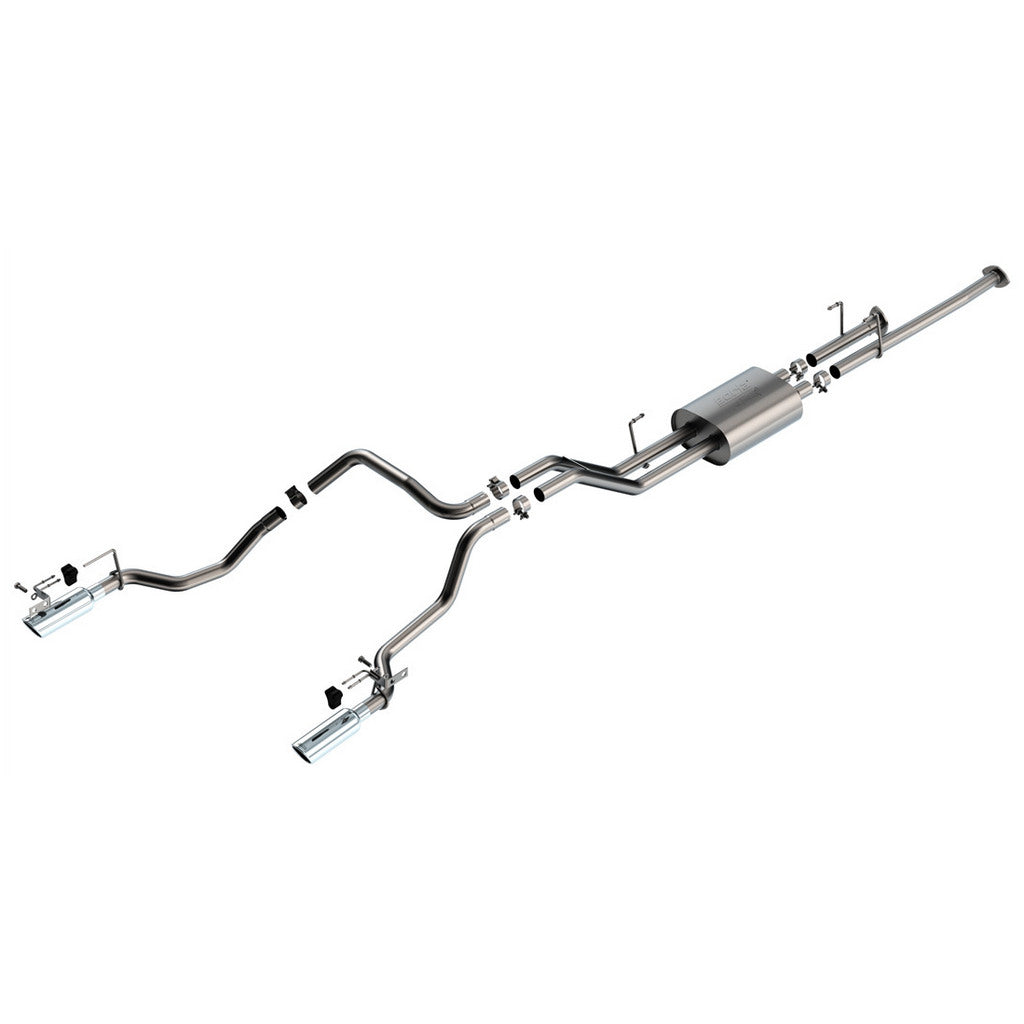 BORLA 141028 Вихлопна система Cat-Back 2.25", ATAK (насадки 4", світлий хром) для TOYOTA Tundra 4.6L / 5.7L V8 2014-2021 Photo-0