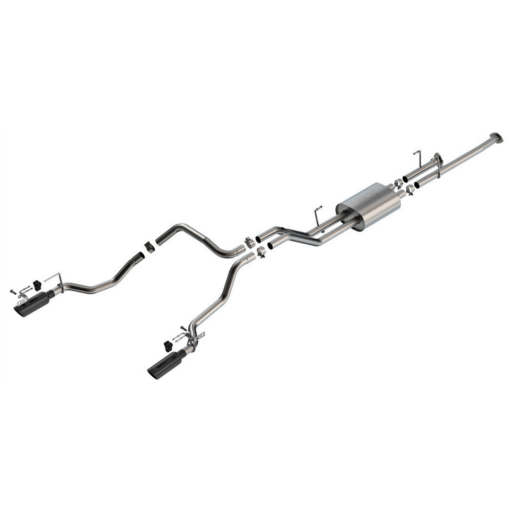 BORLA 141028BC Вихлопна система Cat-Back 2.25", ATAK (насадки 4", чорний хром) для TOYOTA Tundra 4.6L / 5.7L V8 2014-2021 Photo-0