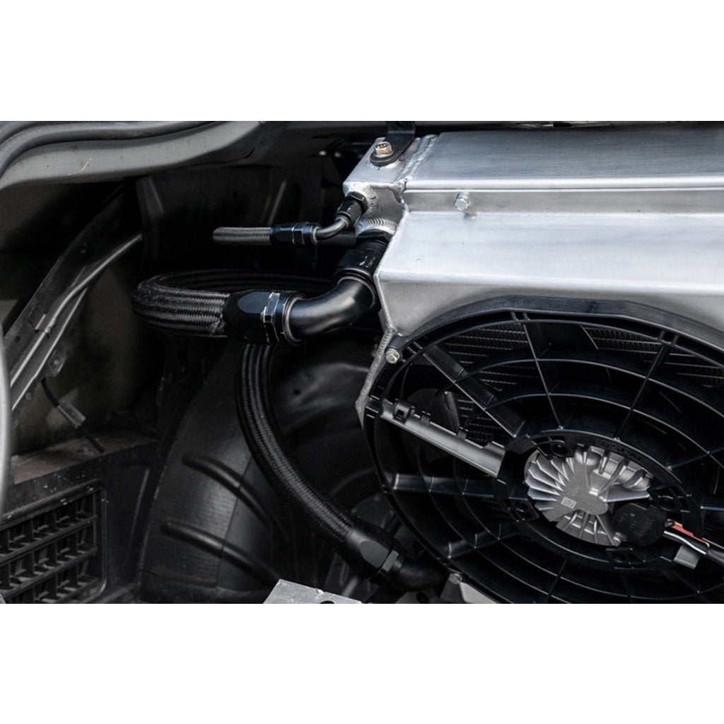 CSF 8374 Подвійний радіатор з кожухом + 14-дюймові безщіткові вентилятори SPAL і джгути проводів Photo-17