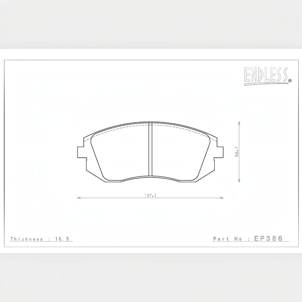ENDLESS EP386N38SP Передні гальмівні колодки для SUBARU Impreza WRX (GDA) Photo-1