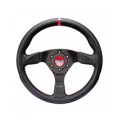 SPARCO 015R383PLUNRS Кермо R383 CHAMPION, шкіра, хват 37/29мм, діам. 330мм, виліт 39мм, чорний/черв. Photo-0