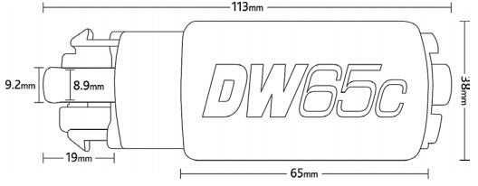 DEATSCHWERKS 9-652-1006 Насос паливний DW65C 265lph compact fuel pump w/mounting clips w/встановити Photo-1