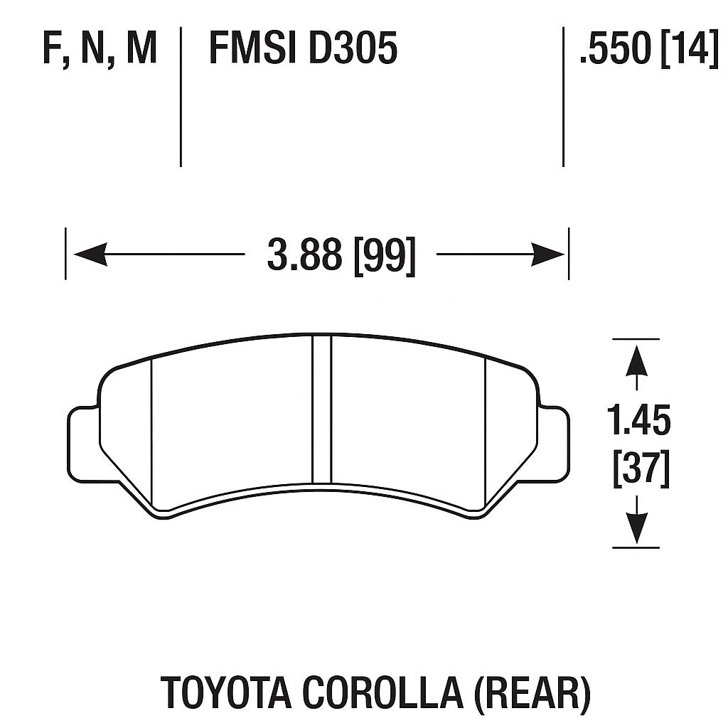 HAWK HB203N.550 Задні гальмівні колодки HP Plus для TOYOTA Corolla FX 1987 Photo-1