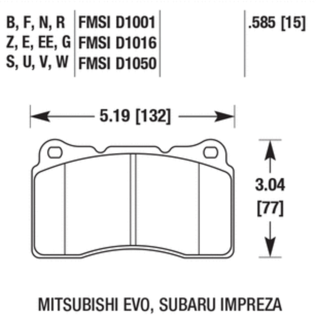 HAWK HB453G.585 Передні гальмівні колодки DTC-60 для SUBARU Impreza WRX STI 2006-2015 / TOYOTA (GT86 / GR86) / MITSUBISHI Lancer EVO 2003-2014 Photo-1